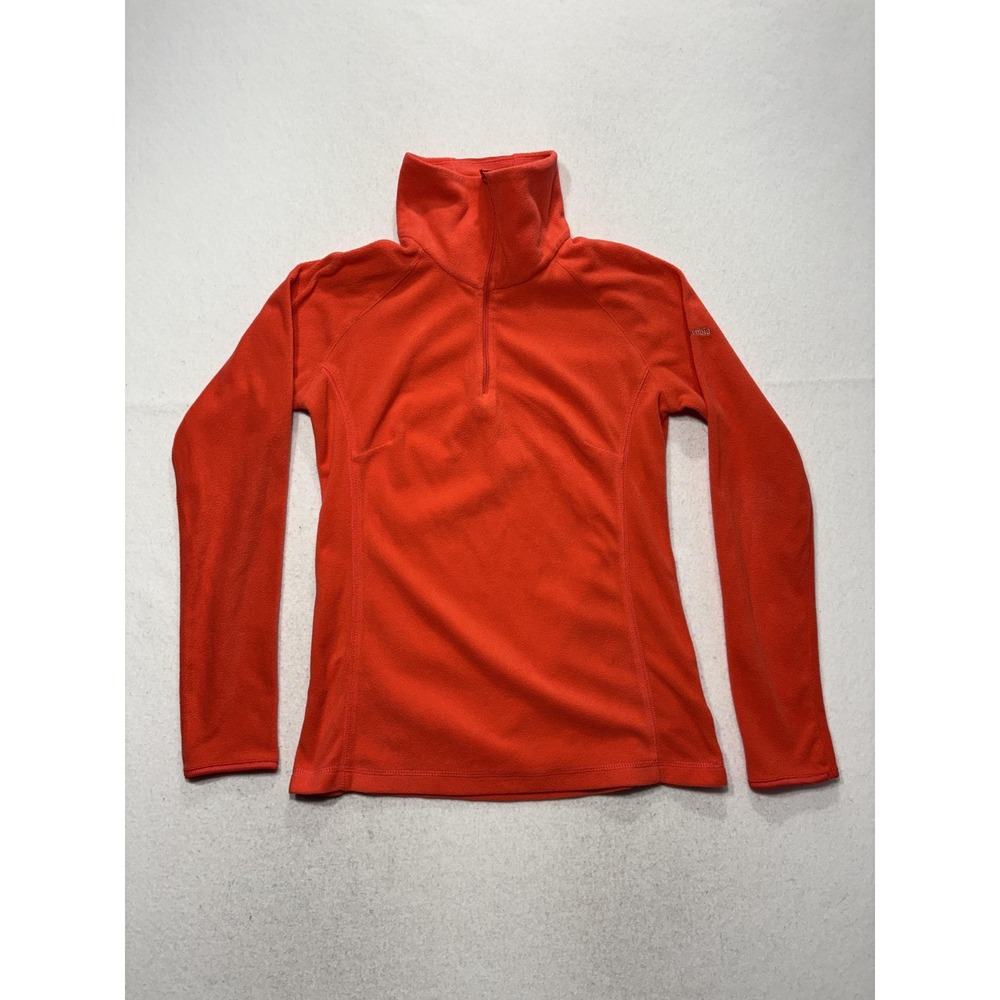 Columbia Pullover Womens Small Orange Fleece 1/4 Zip Mock Neck Long Sleeve Top
